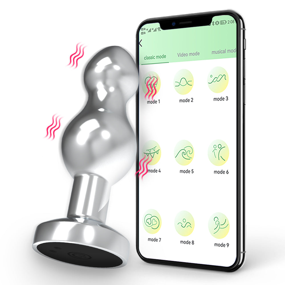 Silver Double-Bulb App-Controlled Vibrating Plug