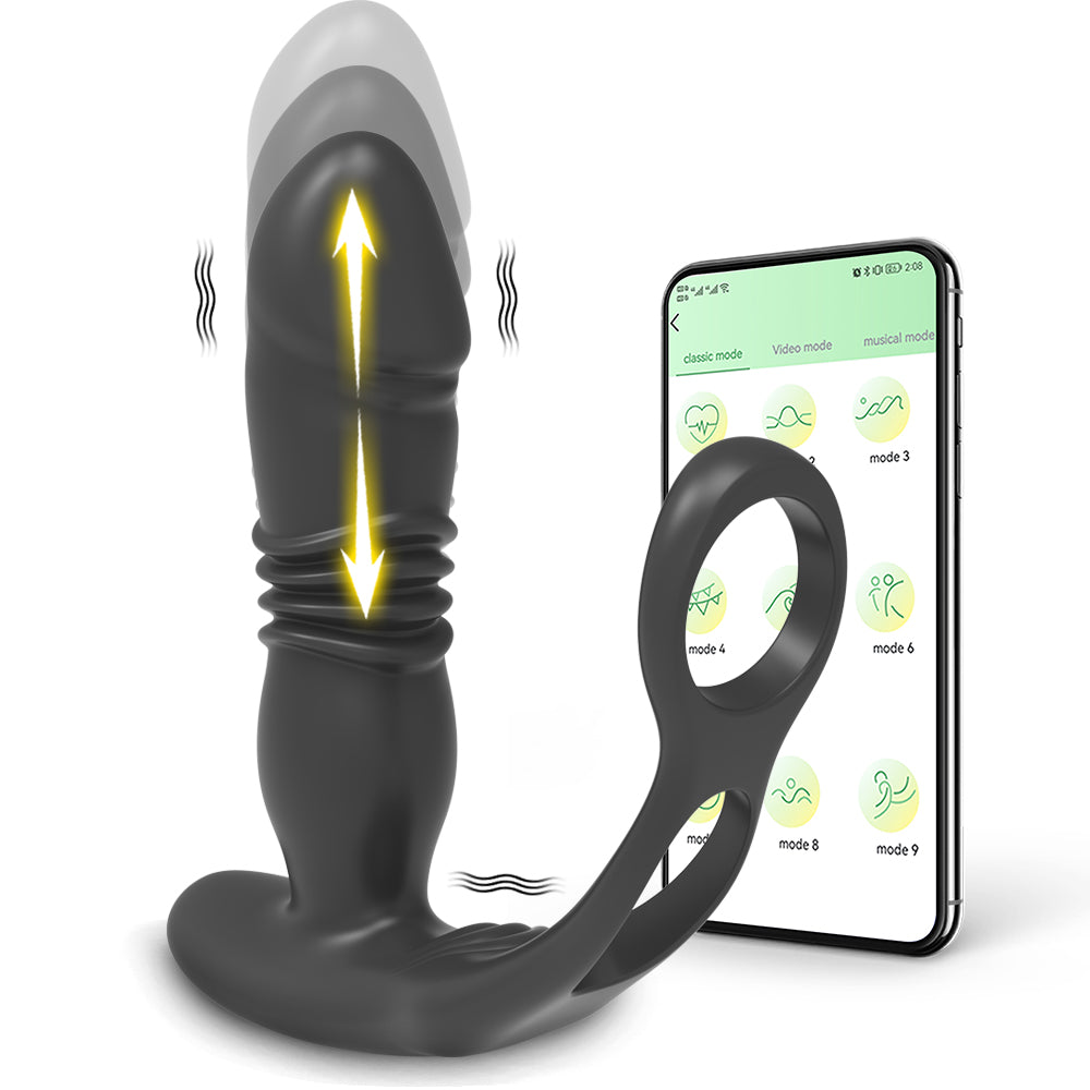 App Telescopic Ring-Base Plug Vibrator