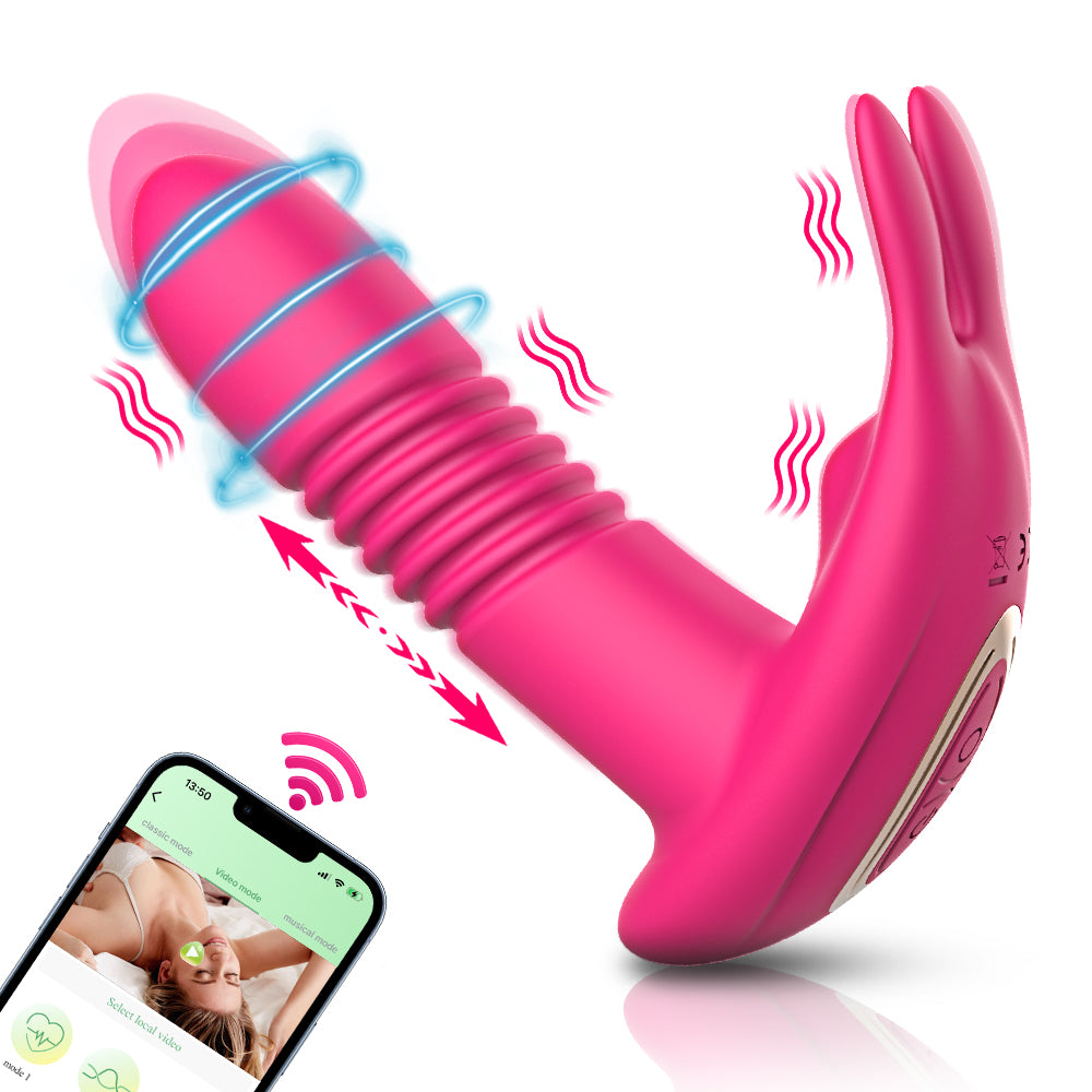 App Telescopic Paired-Ear Rabbit Vibrator