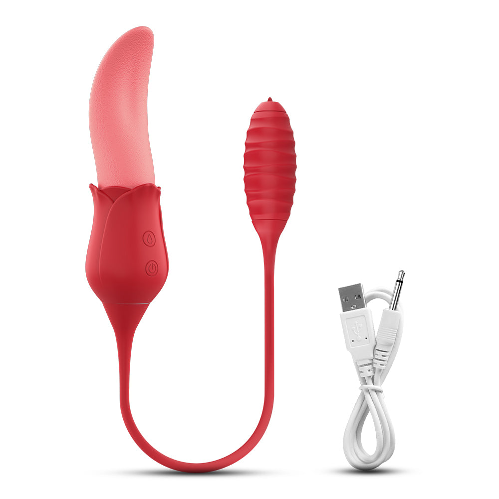 Tongue & Linked Ribbed Egg Vibrator