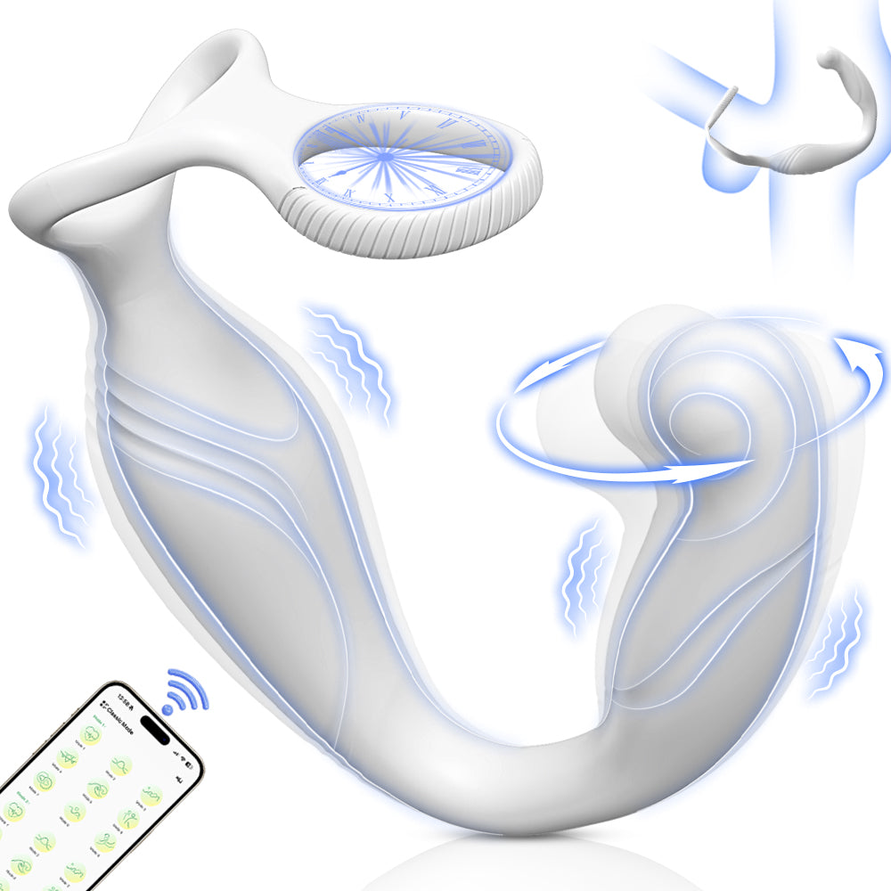 White Curved-Arm Ring Prostate Massager