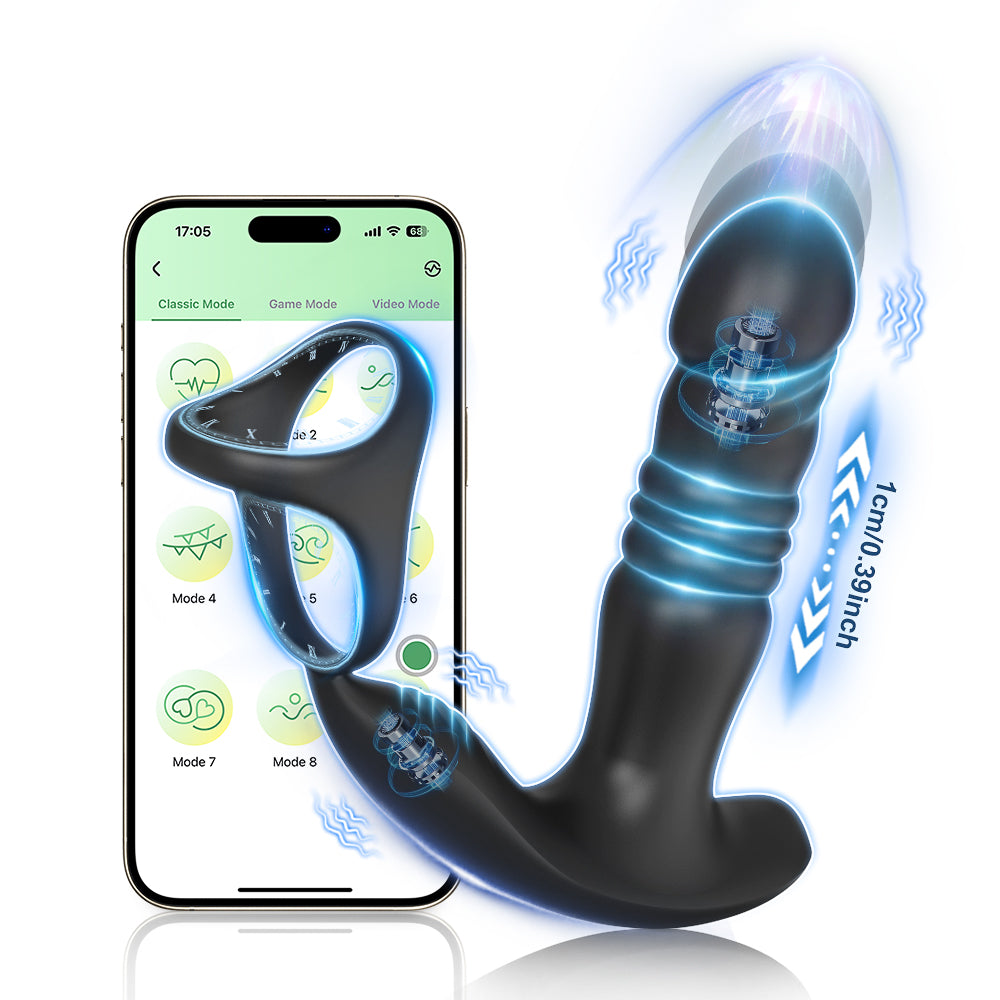 App Ribbed-Tip Ring Prostate Massager